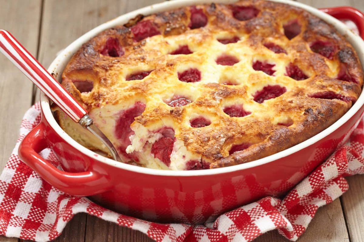 Quarkauflauf mit Himbeeren
